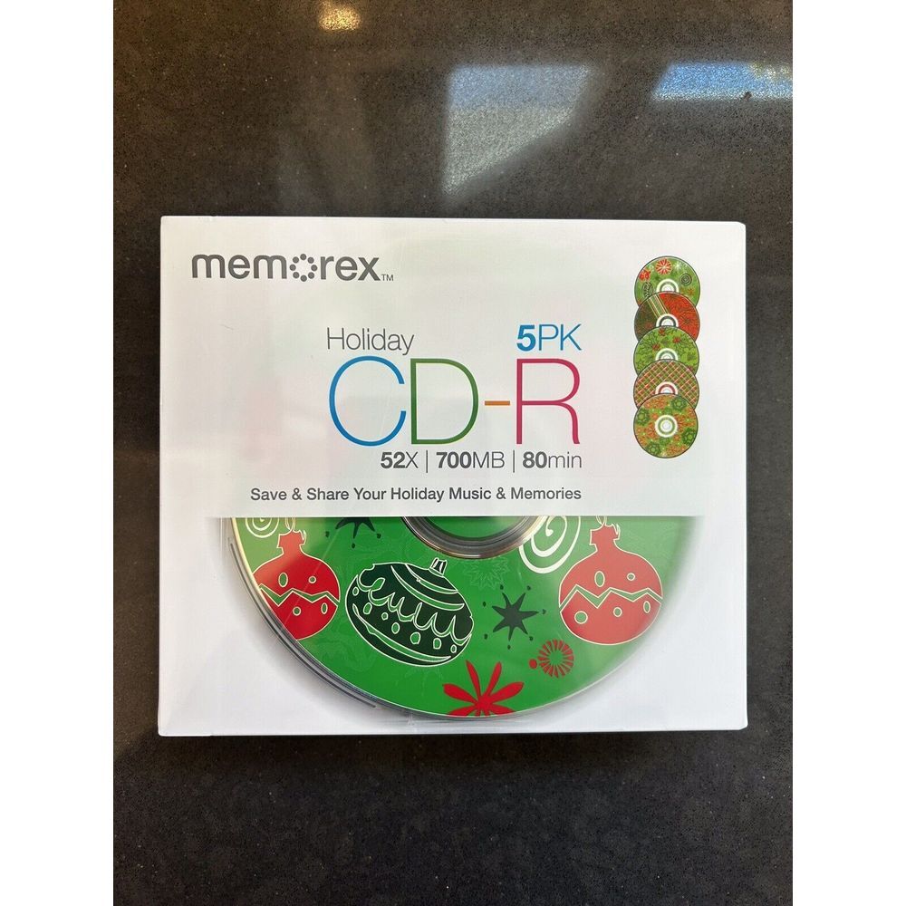 MEMOREX HOLIDAY‎ 5PK CD-R SEALED NEW BLANK DISCS MEDIA 52X 700MB 80MIN